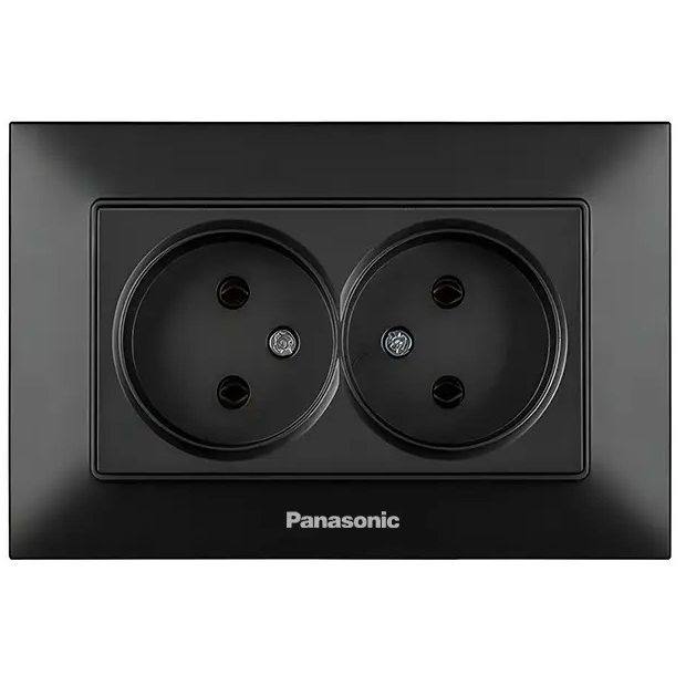Розетка двойная без з\к черный матовый Panasonic WNTC02042BL-UA